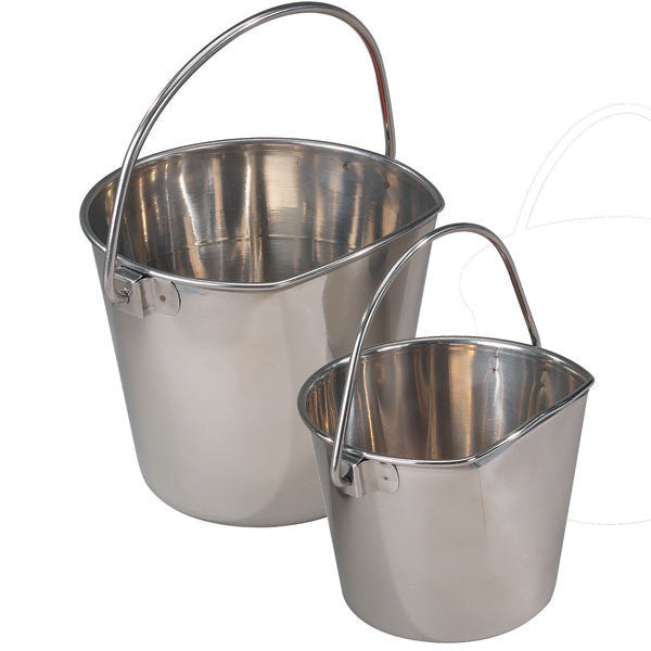 Stainless Steel Flat Sided Pail, bucket with handle and hook(s)
